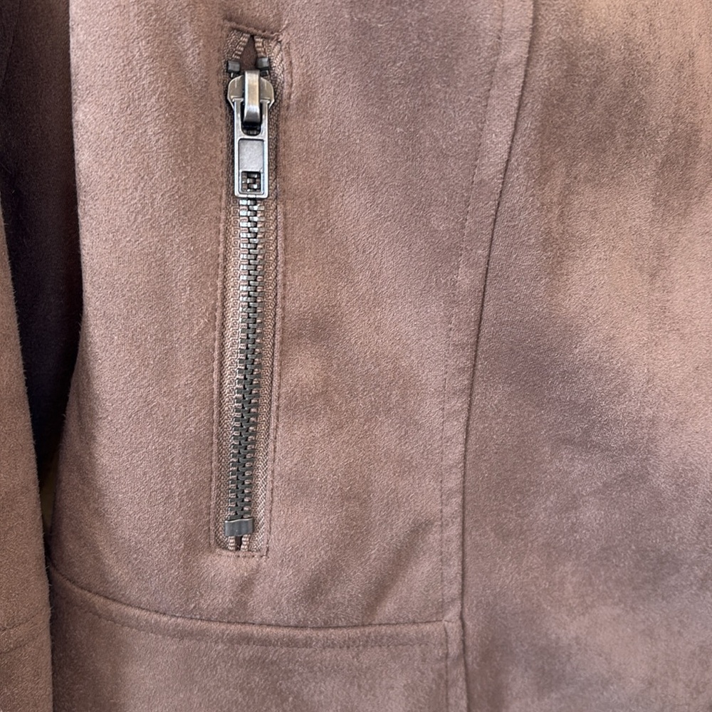 BB Dakota by Steve Madden Beige Faux Suede Moto Jacket Size Small - Picture 10 of 16